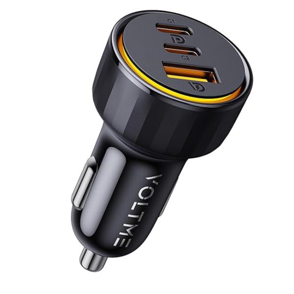 VOLTME Cazo CCA 65W 3 Ports Car Charger, Dual Port USB C Car Charger Adapter
