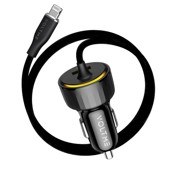 Voltme Cazo Car Charger 1 Port Usb  with Built in Cable Lightning 27W