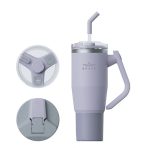 Brave Temp Guard Vacuum Insulated Travel Mug – 180° Rotating Handle, 24H Cold & 12H Hot Retention, Leak-Proof Lids, 1200mL - Purple