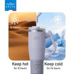 Brave Temp Guard Vacuum Insulated Travel Mug – 180° Rotating Handle, 24H Cold & 12H Hot Retention, Leak-Proof Lids, 1200mL - Purple - Image 2
