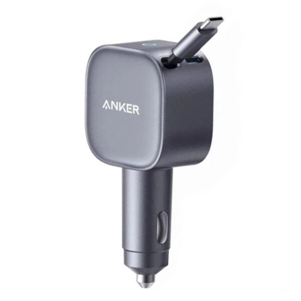 Anker Nano Car Charger (75W, USB-C Port, Built-in Retract9.5able USB-C Cable) - Silver